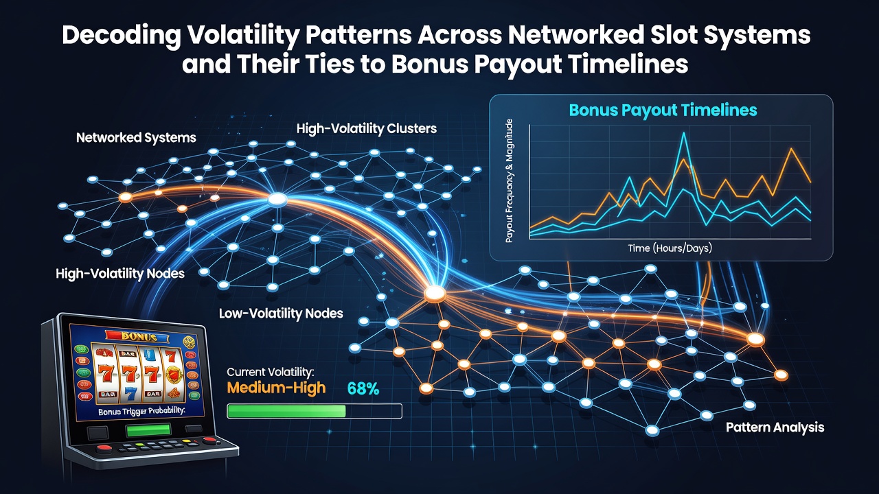 Timeline graph illustrating bonus payout intervals correlated with volatility levels in linked slot networks
