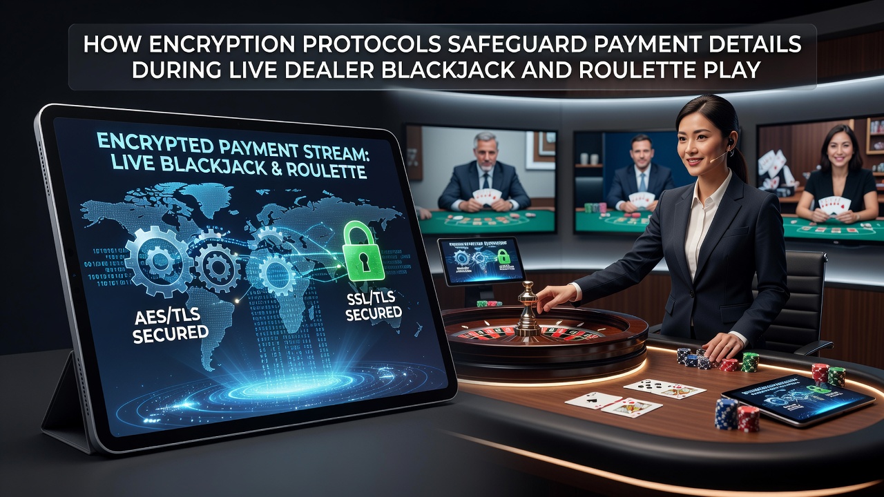 Diagram showing encrypted data flow between mobile device and live dealer platform servers